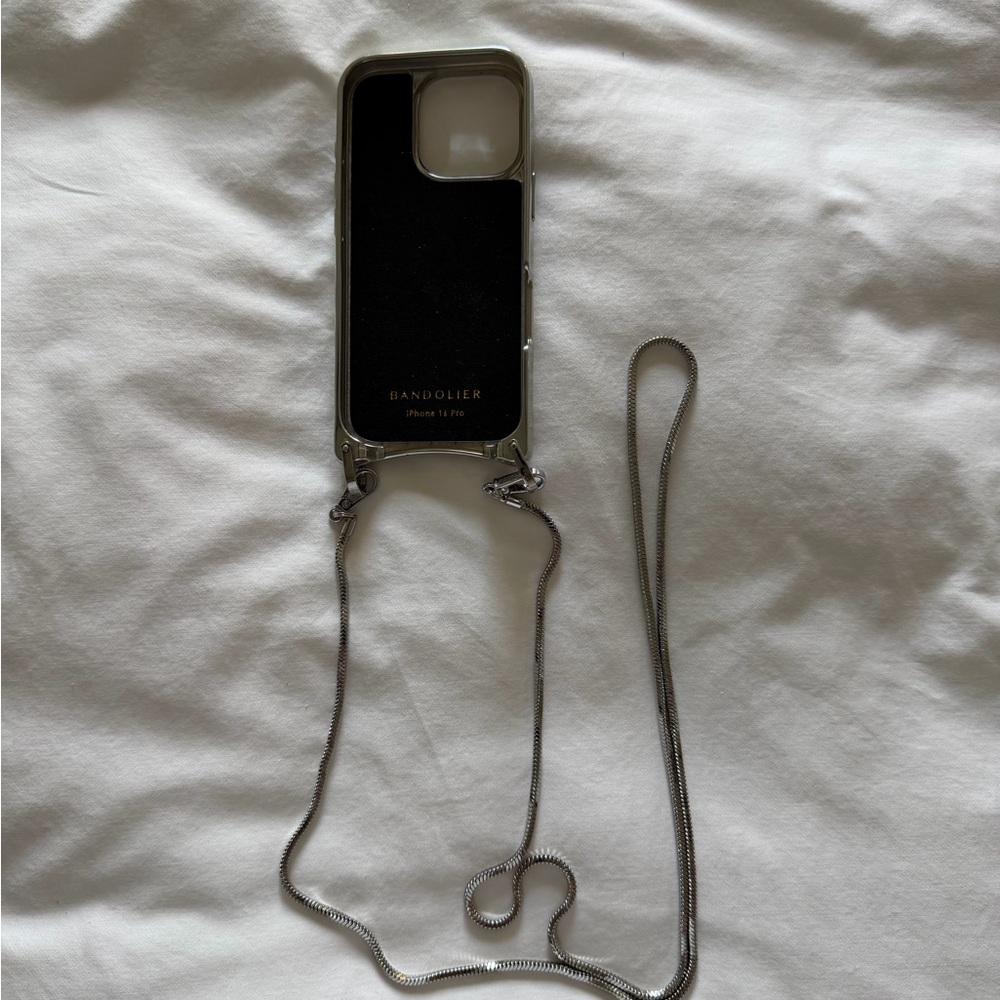 Bandolier  iPhone 16 ProBlack Leather Phone Case with Strap-Mila MagSafe - Picture 2 of 3